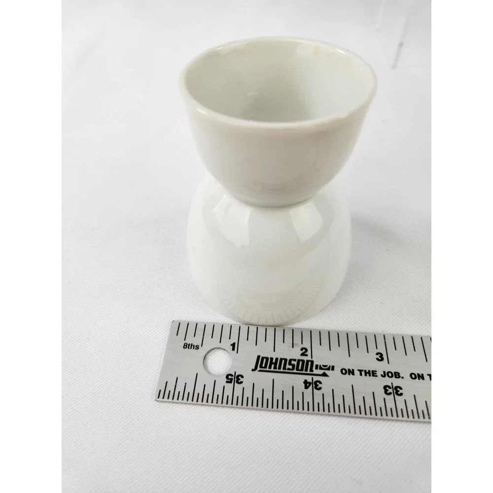 2 Vintage Double Egg Sides Solid White Porcelain Egg Cup Holder Ceramic